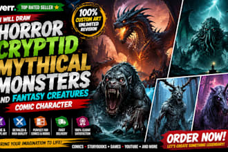 draw horror cryptid mythical monsters and fantasy creatures comic character