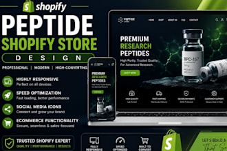 design custom peptide biotech shopify store nutraceutical supplements website
