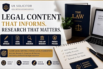 write legal articles, blogs, conduct legal research, case law, privacy policies