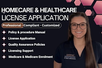 home care, healthcare license application, policy  manual for maryland, texas