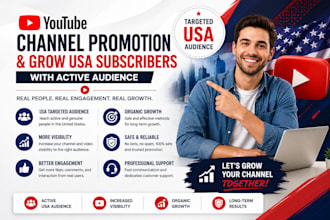 do youtube channel promotion and grow USA subscribers with active audience