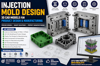 injection mold design, 3d cad models for product design and manufacturing