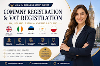 help you register a company and vat in cyprus, UK, ireland, estonia