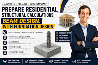 prepare residential structural calculations, beam design, with foundation design