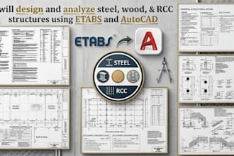 design and analyze steel, wood, and rcc structures using etabs and autocad