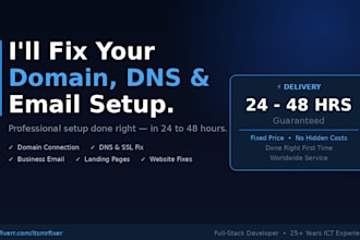 fix your domain, dns, or professional email setup fast