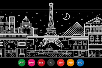 draw modern house and detailed building line art design