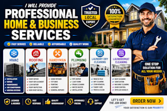 design hvac, roofing, handyman, plumbing and laundry dry, laundromat cleaning
