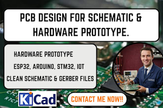 create esp32 pcb design with schematic, hardware prototype and programming