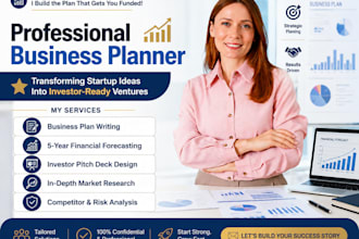 write a professional business plan and financial plan for startups