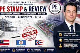 pe stamp as licensed architect, structural engineer for georgia, minnesota, ohio