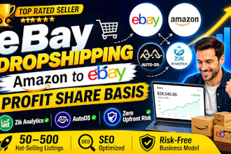 do expert amazon to ebay dropshipping with product research on a profit share