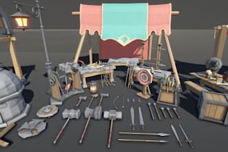 create 3d game assets props clothing and weapon models for games 3d gun model
