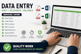 do  data entry excel PDF to word and copy paste tasks