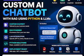 develop ai agent, ai chatbot, using rag python llms, vapi, voice agent solution