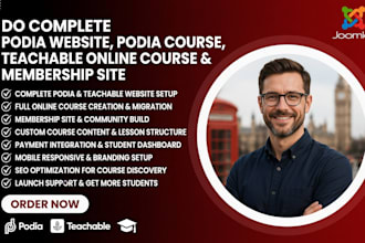 do podia website, podia course, teachable online course membership site