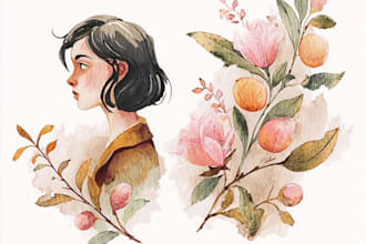 design watercolor floral and home decor illustration