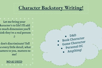 write your oc or characters backstory or lore
