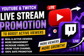 promote youtube live streaming or twitch live stream to boost active viewers
