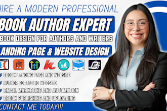 design book author landing page website and ebook salesfunnel