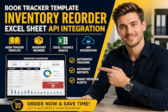 do book tracker template, inventory reorder, excel sheet with ai API integration