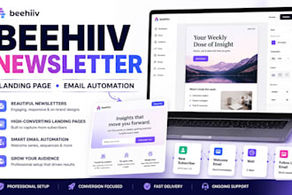 setup beehiiv newsletter, landing page and email automation