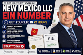 register new mexico llc and get ein in 72 hours for non residents