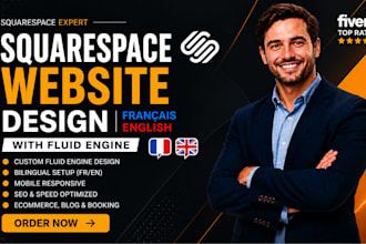 design a bilingual french english squarespace website with fluid engine