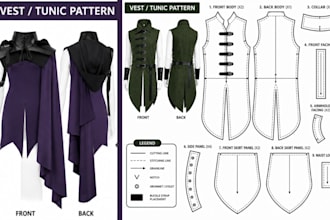 create sewing pattern with grading and 3d cosplay for your dress and garments