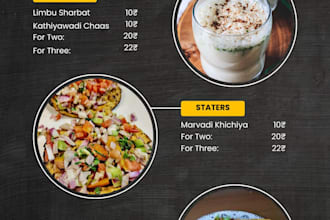 design a professional menu, flyer, or poster