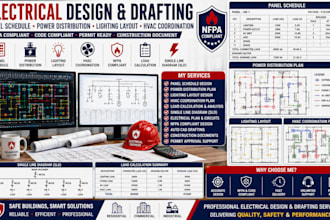 create panel schedule power distribution lighting layout hvac coordination nfpa