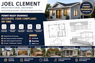create architectural floor plans,adu, deck and permit drawings for city approval