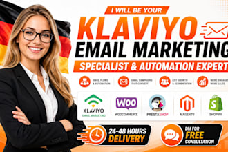 klaviyo email marketing specialist woocommerce prestashop magento shopify flows