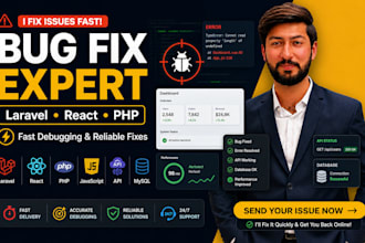 fix laravel, react, PHP, javascript bugs and web app issues