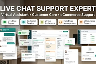 provide live chat support virtual assistant, customer care, ecommerce support