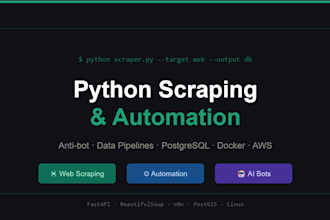 build python scrapers, automation bots and data pipelines