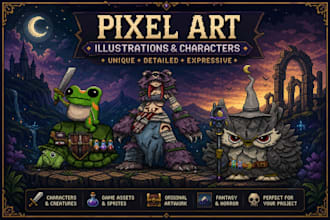 create unique pixel art illustrations and characters