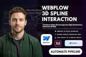 develop webflow 3d spline parallax animation xd to webflow interactive website