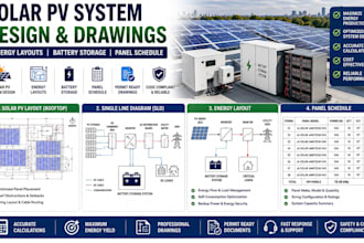 solar pv system design drawings energy layouts battery storage panel schedule