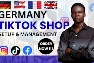 setup USA UK germany tiktok shop, tiktok dropshipping, product listing and ads