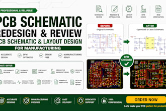 do pcb schematic redesign, review pcb schematic layout design for manufacturing