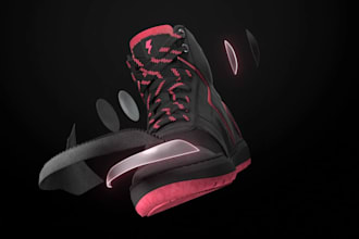 create realistic 3d shoe animation and sneaker product videos for maunfacturing