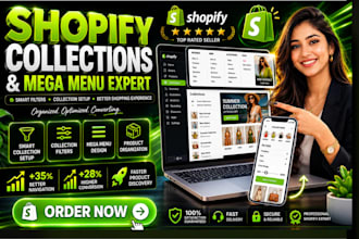 setup shopify collection filter mega menu smart  collections management