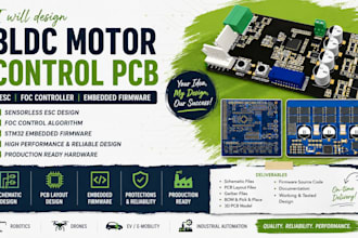 design bldc motor control pcb, esc, foc controller, and embedded firmware