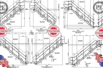 create detailed  staircase and handrail shop drawings for fabrication