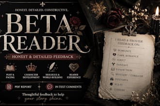 beta read your manuscript and provide detailed feedback