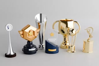 create 3d printable trophy design, medals, awards with 3d rendering