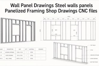 wall panel drawings steel walls panels panelized framing shop drawings cnc files