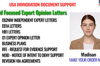 write expert opinion letters for eb2niw eb1a o1 for immigration petitions