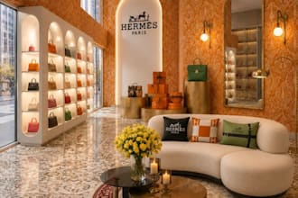 modernize classy boutique interior, 3d rendering, space planning, store layout